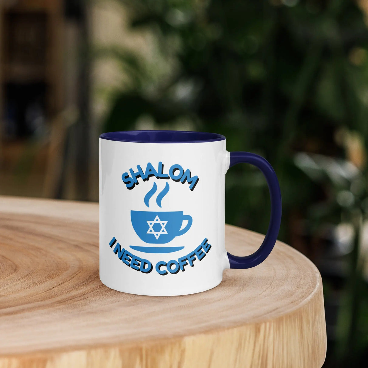 Shalom I Need Coffee Mug with Color Inside – Fun Jewish Mug with Color The Israel Store