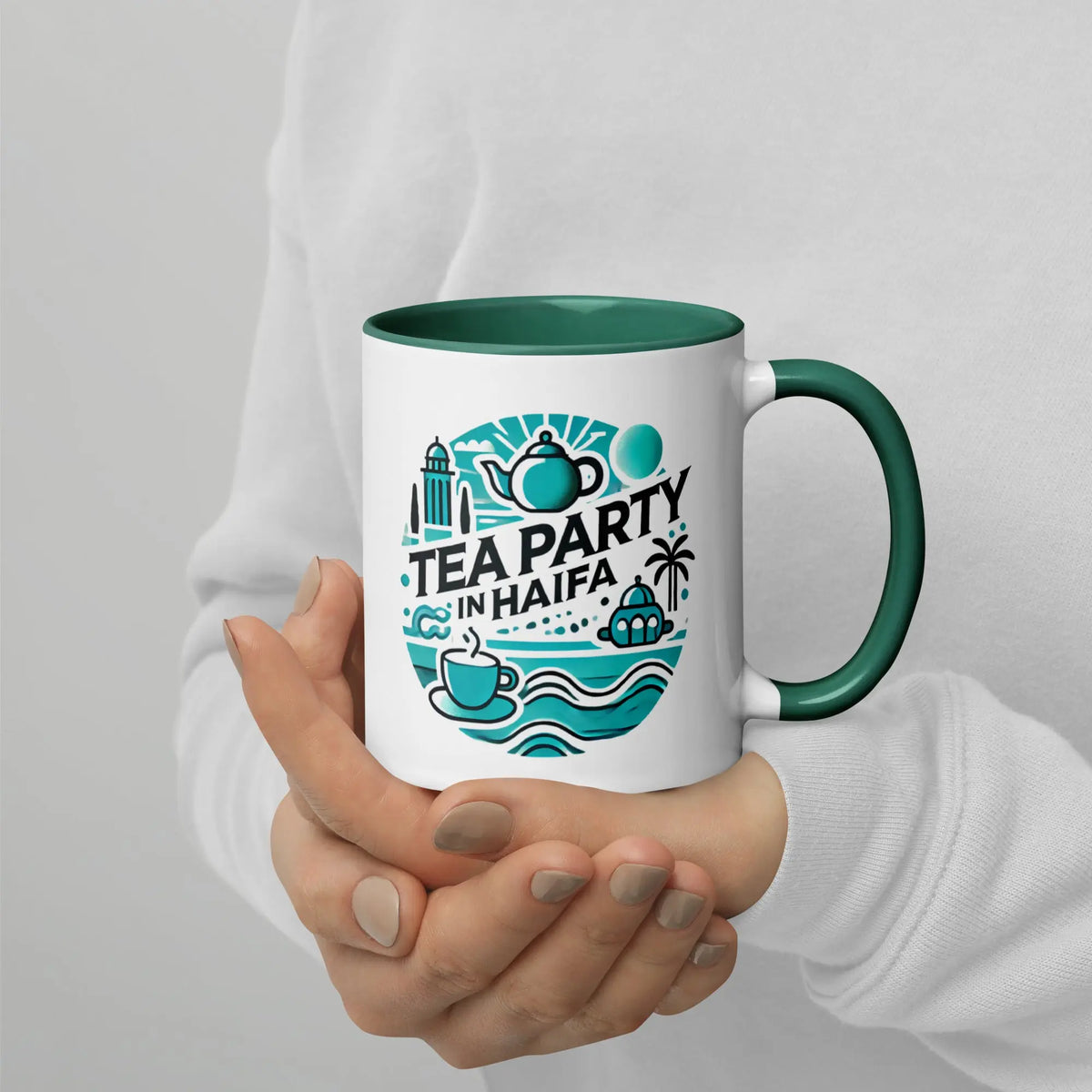 Tea Party in Haifa Mug - Celebrate Israel's Beauty with Every Sip – The ...