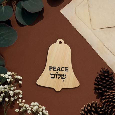 Peace in Hebrew and English Wooden Ornament The Israel Store