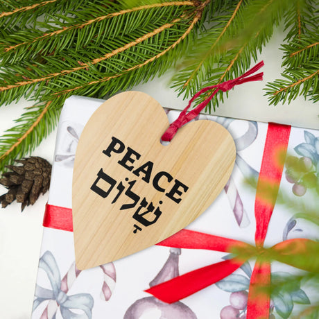 Peace in Hebrew and English Wooden Ornament The Israel Store