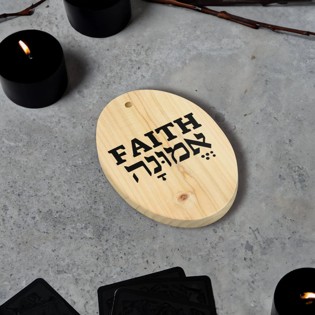 Faith in Hebrew and English Wooden Ornament The Israel Store