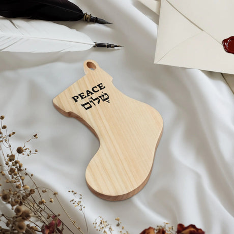 Peace in Hebrew and English Wooden Ornament The Israel Store