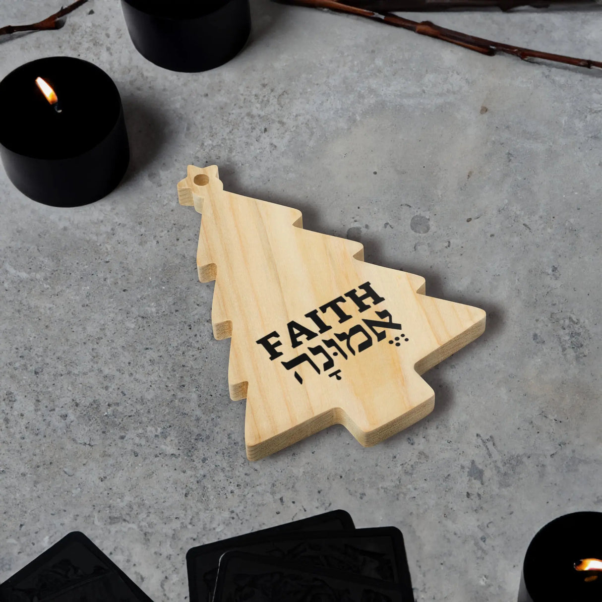 Faith in Hebrew and English Wooden Ornament The Israel Store