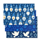 Hanukkah Christmas Star of David Gift Wrapping Paper – 3-Pack of Joyful Blue Designs The Israel Store