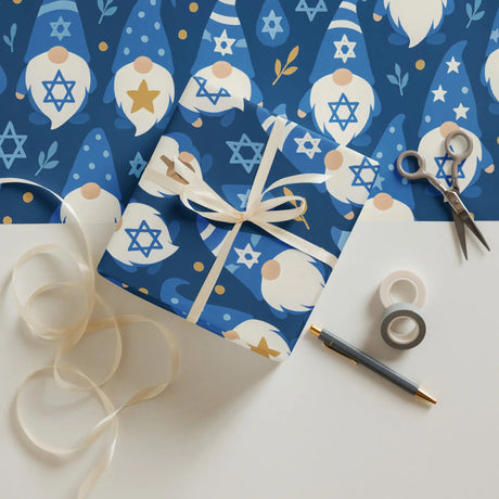 Hanukkah Christmas Star of David Gift Wrapping Paper – 3-Pack of Joyful Blue Designs The Israel Store
