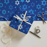 Hanukkah Christmas Star of David Gift Wrapping Paper – 3-Pack of Joyful Blue Designs The Israel Store