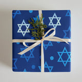 Hanukkah Christmas Star of David Gift Wrapping Paper – 3-Pack of Joyful Blue Designs The Israel Store