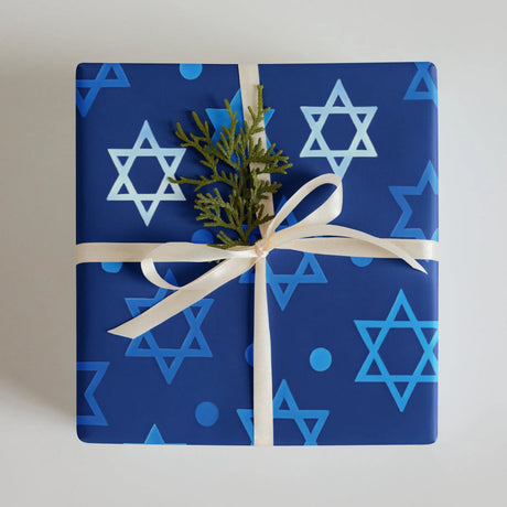 Hanukkah Christmas Star of David Gift Wrapping Paper – 3-Pack of Joyful Blue Designs The Israel Store